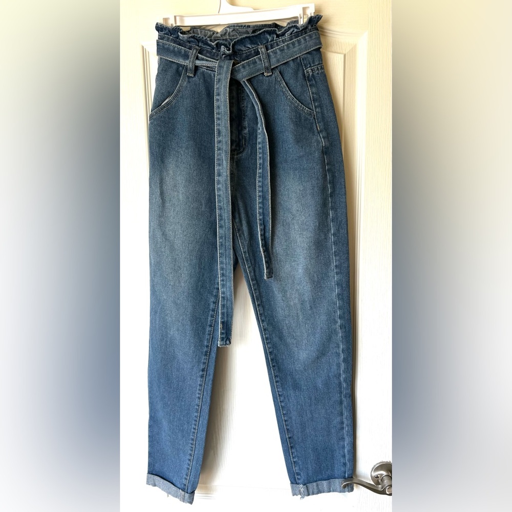High Waist Paper Bag Jeans Size 2